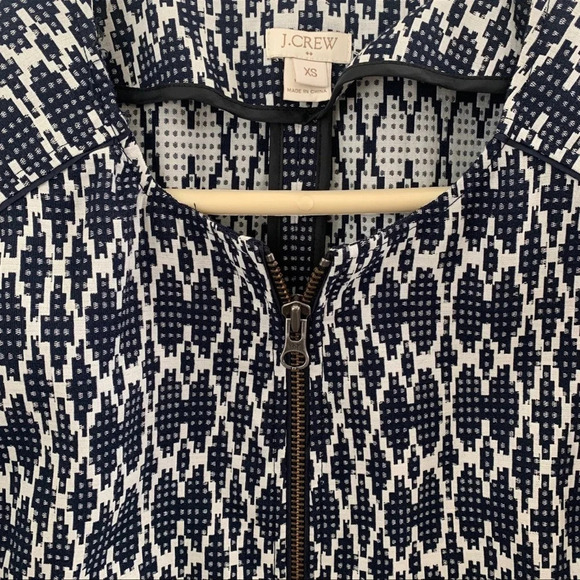 J.Crew Factory Jacquard Moto Biker Sweater Zip black 
Blue XS - Picture 3 of 8